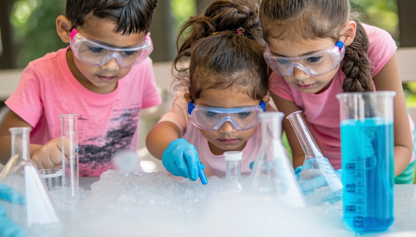 Children participating in a hands-on science camp
